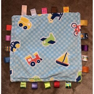 Taggies Security Blanket Lovey Blue Boys Cars Planes boats Vehicles EUC